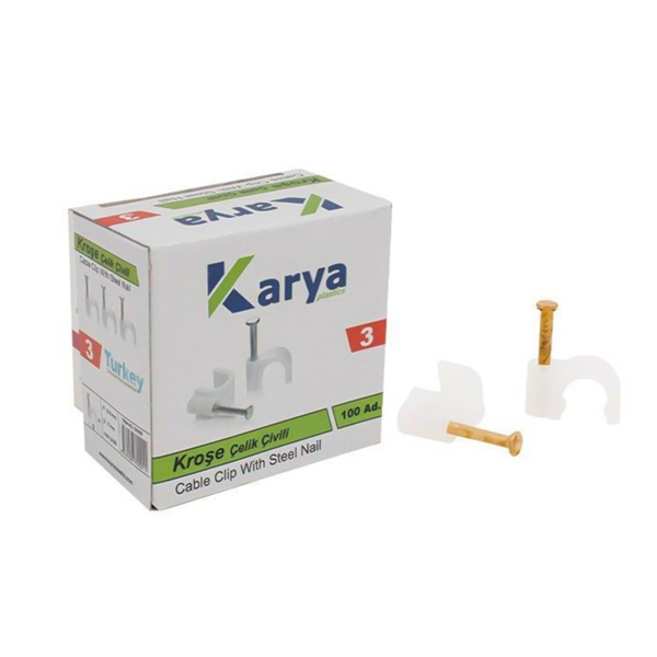 KROŞE 3 NUMARA ÇELİK ÇİVİLİ 7 MM (2*1.5 - 3*1.5 TTR KABLOLAR İÇİN) 100LÜ POŞET KARYA (5271)