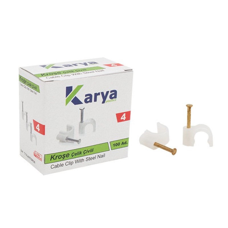 KROŞE 4 NUMARA ÇELİK ÇİVİLİ 8 MM (2*4 ANTİGRON KABLOLAR İÇİN) 100LÜ POŞET KARYA (5271)
