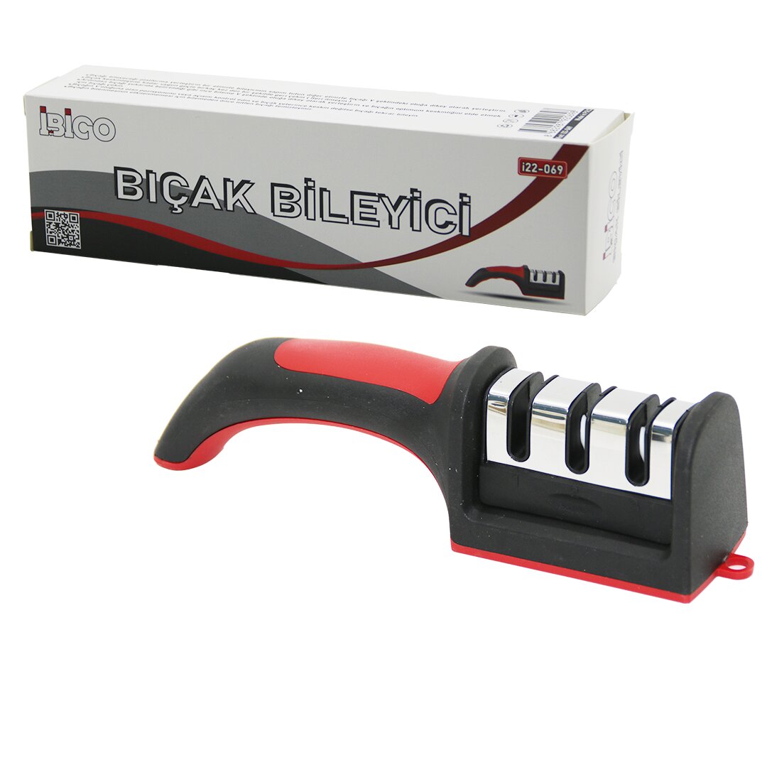 KUTULU  BIÇAK BİLEME  3 BOĞUMLU  RENKLİ PLASTİK SAPLI (5271)