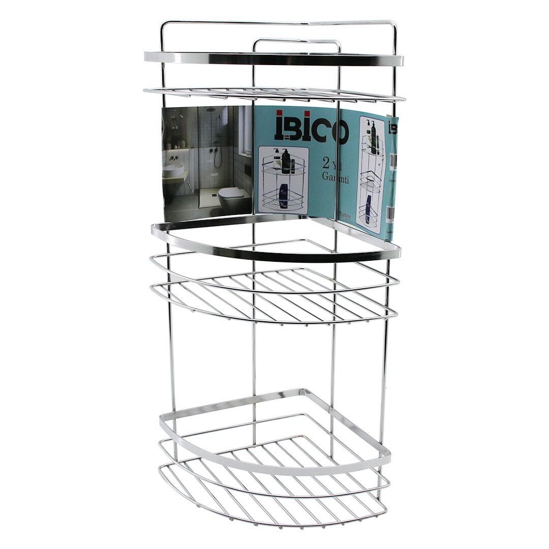 LAMALI   3 KATLI - ÜÇGEN   KROM   METAL  BANYO KÖŞELİK - DUŞKABİN RAF (5271)