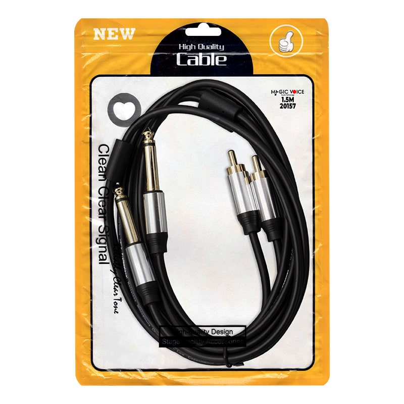 LD398 2X 6.3MM MONO ERKEK + 2X RCA ERKEK 1.5 METRE KABLO (5271)