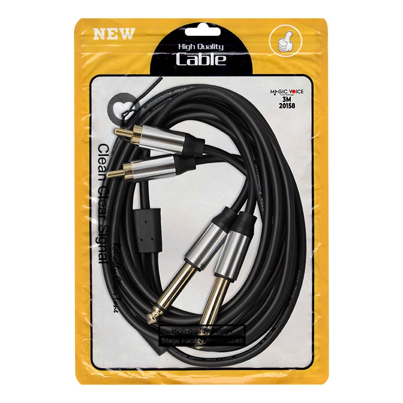 LD398 2X 6.3MM MONO ERKEK + 2X RCA ERKEK 3 METRE KABLO (5271)