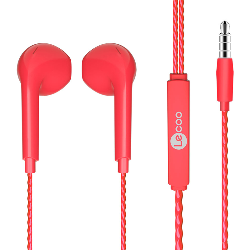 LECOO EH104R 3.5MM JACKLI KABLOLU KULAK İÇİ MİKROFONLU KIRMIZI KULAKLIK (5271)