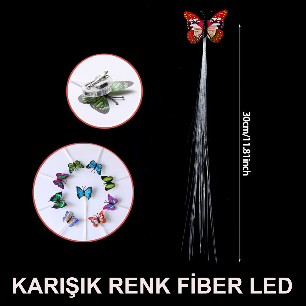 Led Fiber Optik Işıklı Kelebek Saç Klipsi 1 Adet (5271) Led Fiber Optik Işıklı Kelebek Saç Klipsi 1 Adet (5271)