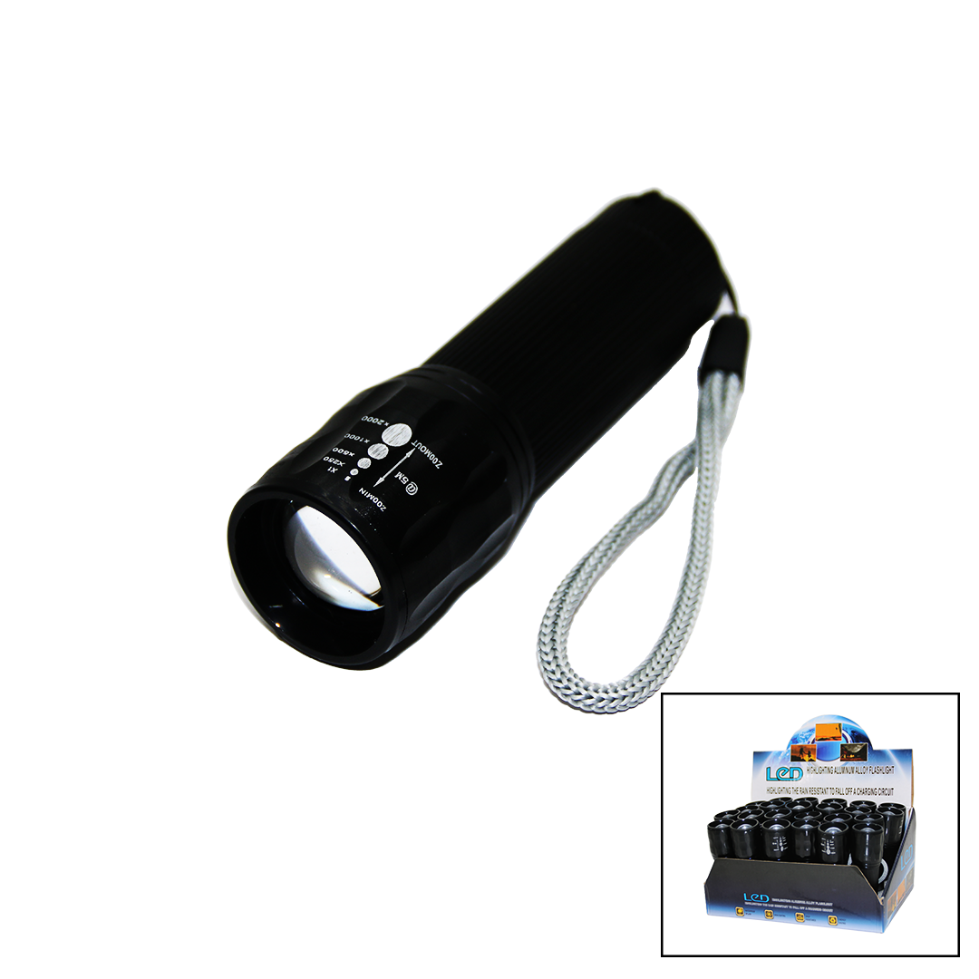 LED GOLD ORION HIGHLIGHTING ALUMİNUM FLASHLİGHT PİLLİ ZOOMLU EL FENERİ METAL KASA (5271)