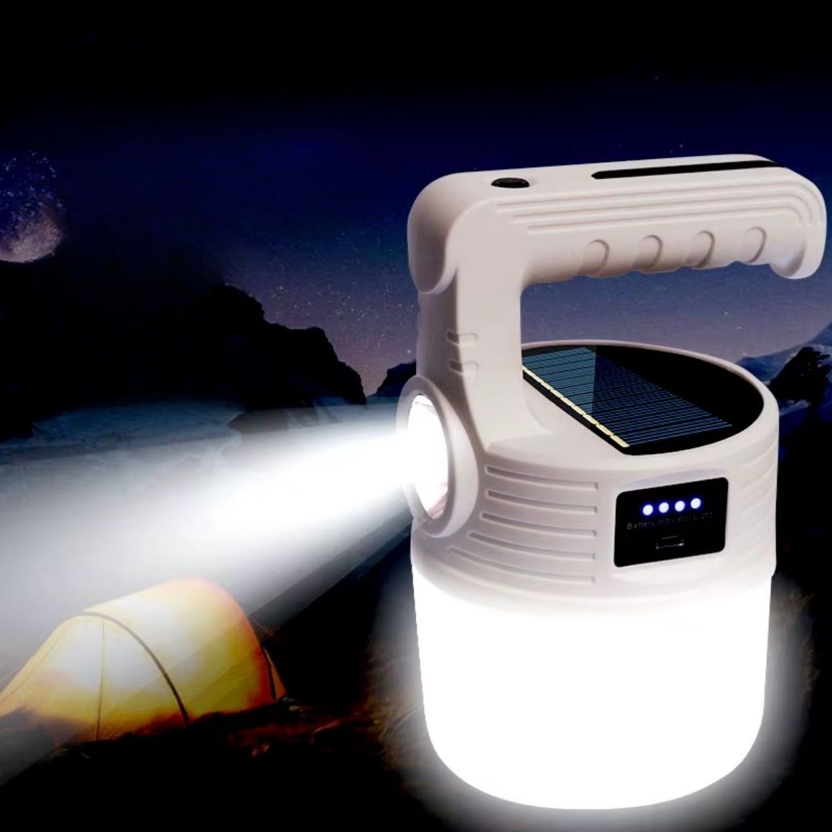 LED Güneş Enerjili Kamp Lambası–2000 Lümen Süper Parlak, 5 Aydınlatma Modlu,USB ile Şarj Edilebilir Dış Mekan,Asılabilir Torch El Feneri (5271)