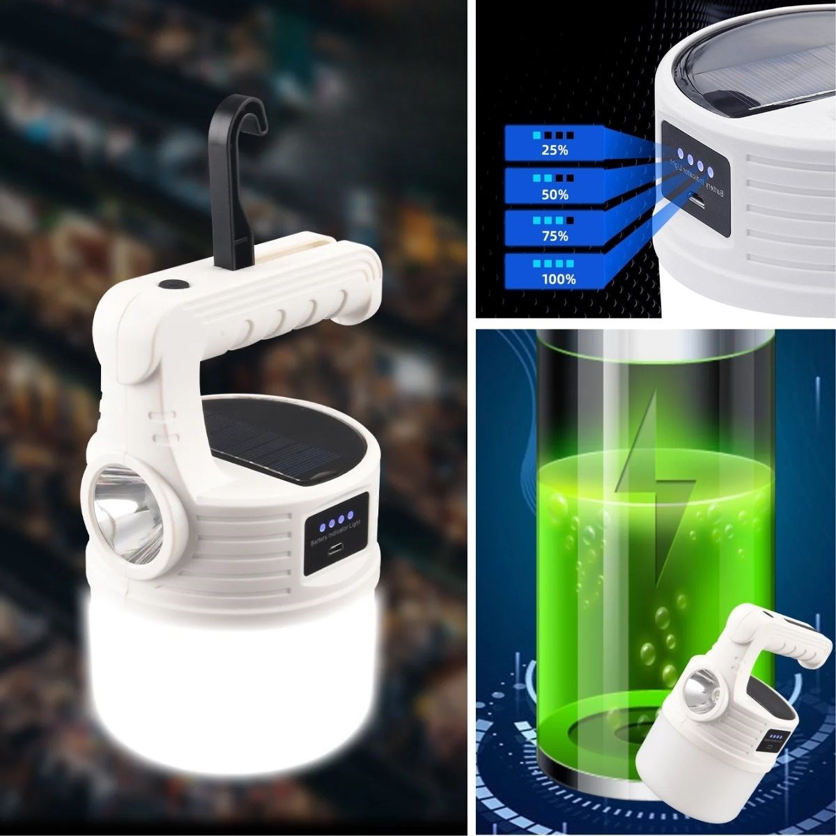 LED Güneş Enerjili Kamp Lambası–2000 Lümen Süper Parlak, 5 Aydınlatma Modlu,USB ile Şarj Edilebilir Dış Mekan,Asılabilir Torch El Feneri (5271)
