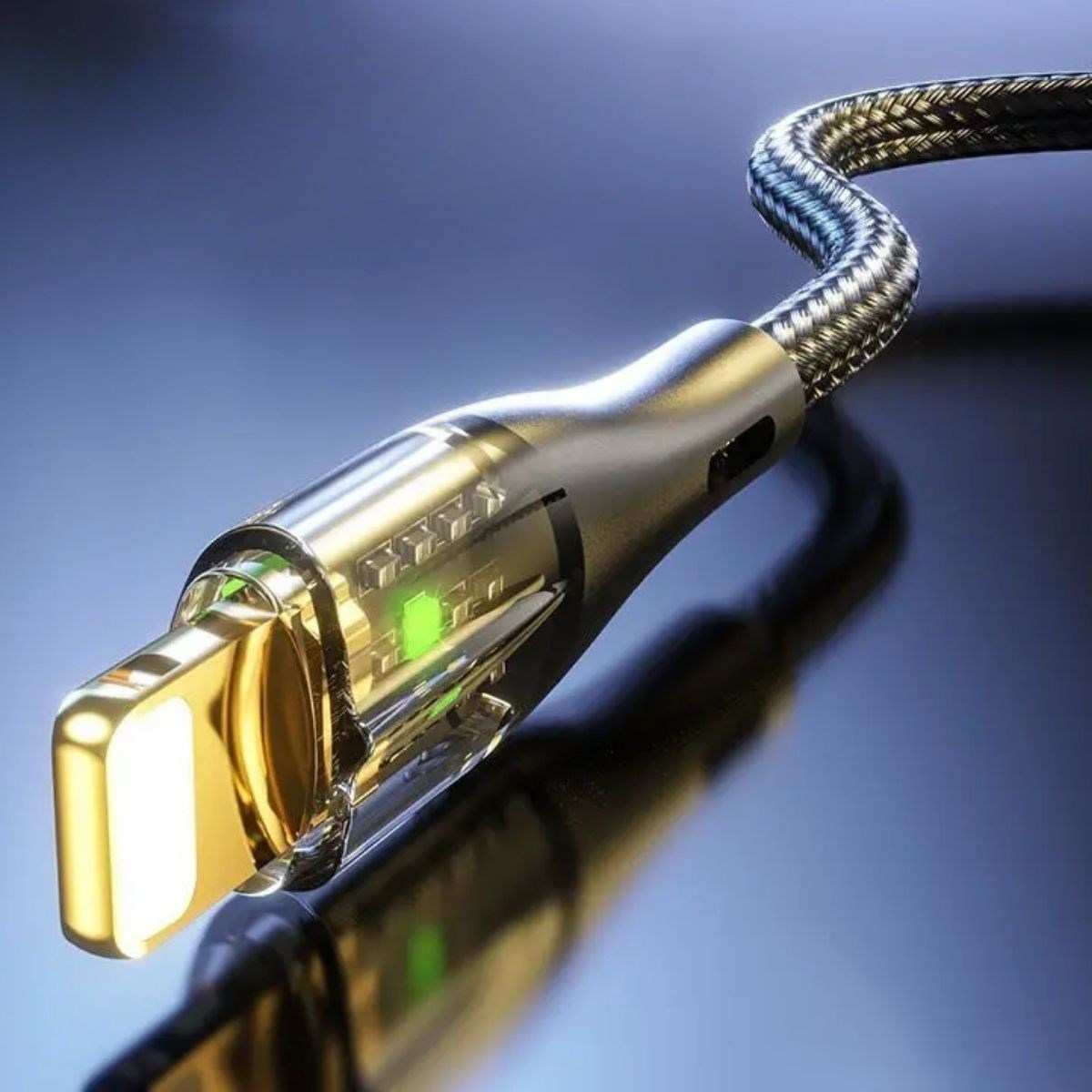 Led Işık Uçlu Sağlam İp Kablolu USB to Lightning Hızlı Şarj Kablosu (5271)