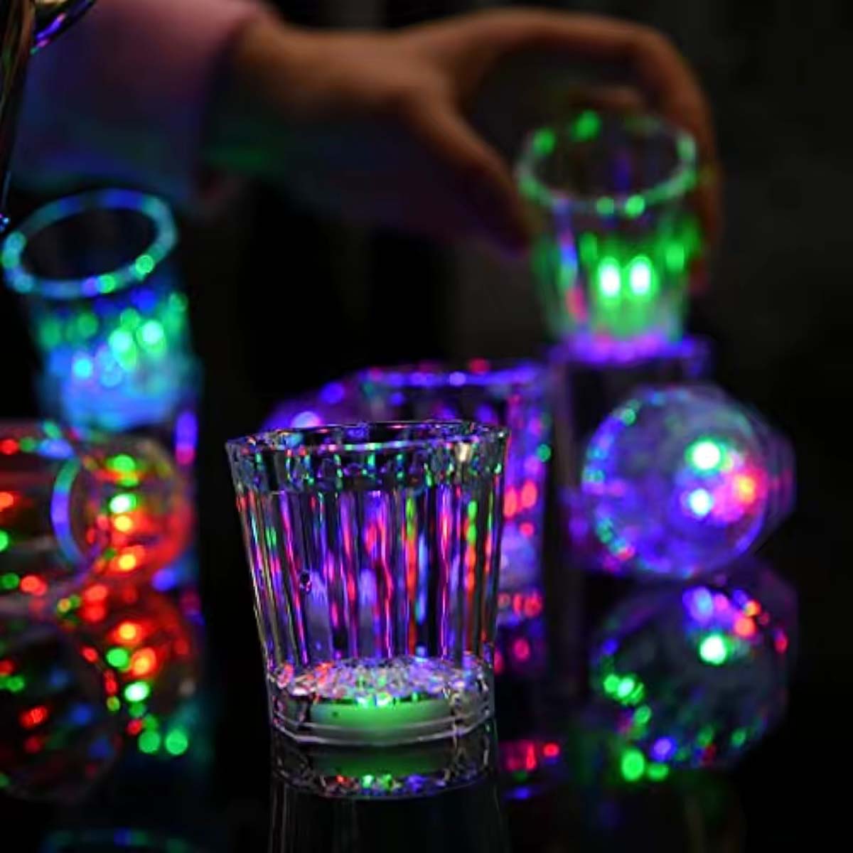 LED Işıklı Eğlence Bardakları - 3 Modlu Renk Değiştiren Bardak 12 Adet (5271)