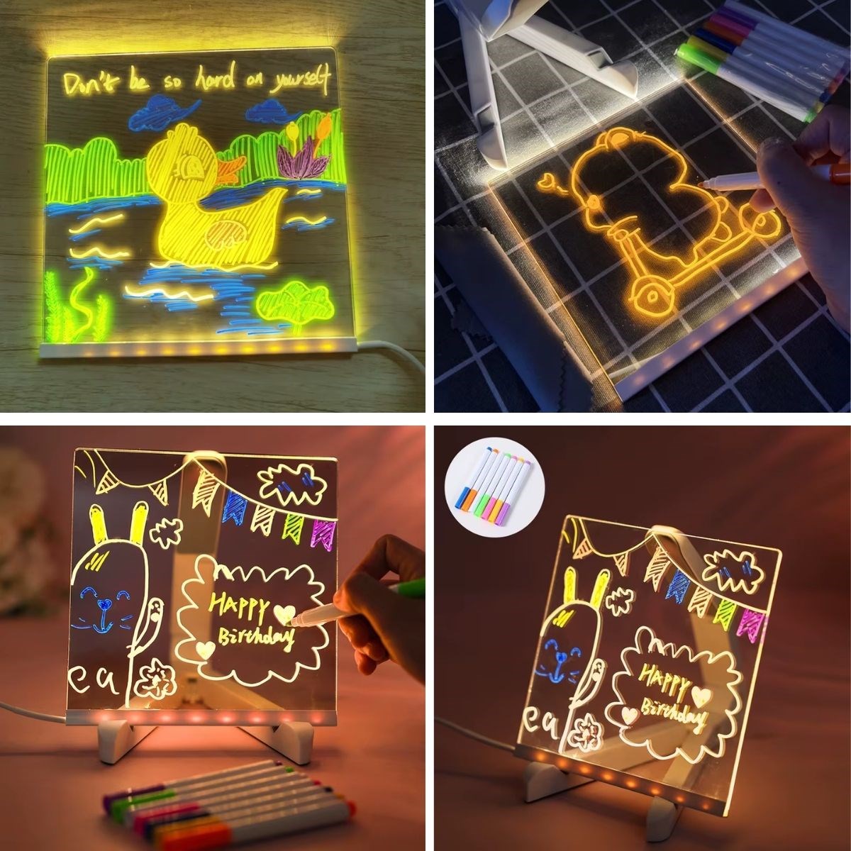 LED Işıklı Kendiliğinden Renkli Fosforlu Kalemli Kare Yazı Panosu 20x20 cm (5271) LED Işıklı Kendiliğinden Renkli Fosforlu Kalemli Kare Yazı Panosu 20x20 cm (5271)