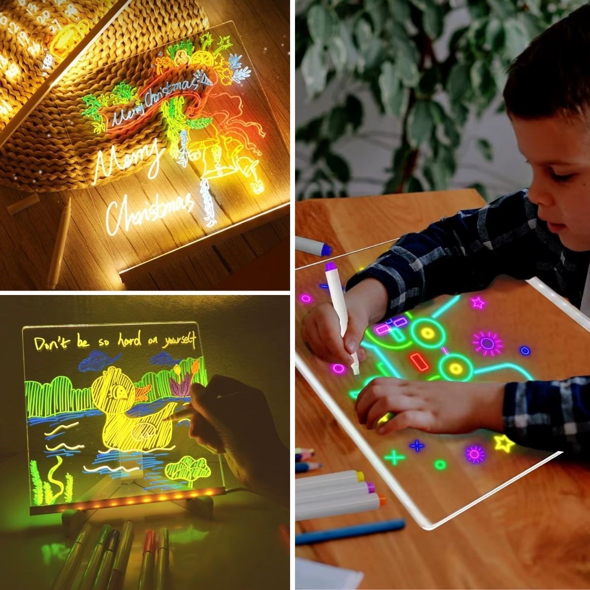 LED Işıklı Kendiliğinden Renkli Fosforlu Kalemli Kare Yazı Panosu 20x20 cm (5271) LED Işıklı Kendiliğinden Renkli Fosforlu Kalemli Kare Yazı Panosu 20x20 cm (5271)
