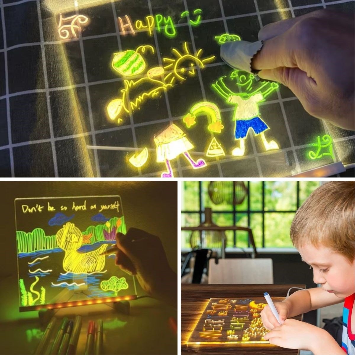 LED Işıklı Kendiliğinden Renkli Fosforlu Kalemli Kare Yazı Panosu 20x20 cm (5271) LED Işıklı Kendiliğinden Renkli Fosforlu Kalemli Kare Yazı Panosu 20x20 cm (5271)