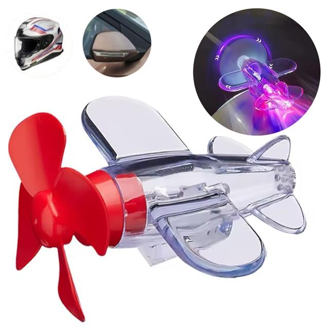 LED Işıklı Motosiklet Süs Uçağı Pilsiz Çalışan, Kırmızı-Mavi Işık Efektli (5271)
