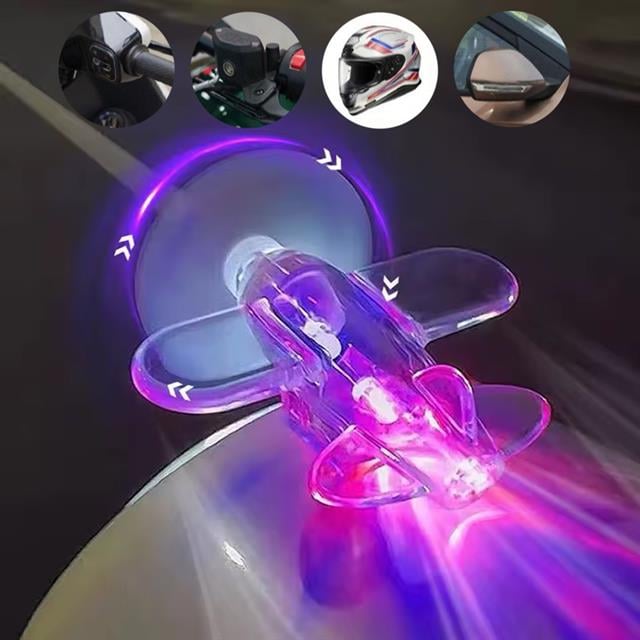 LED Işıklı Motosiklet Süs Uçağı Pilsiz Çalışan, Kırmızı-Mavi Işık Efektli (5271)