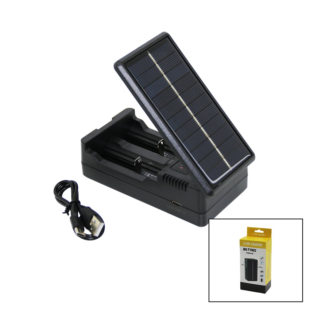 LI-ION CHARGER MS-TYN82  SOLAR - GÜNEŞ ENERJİLİ   2Lİ   PİL ŞARJ  ALETİ  1200mA (5271)