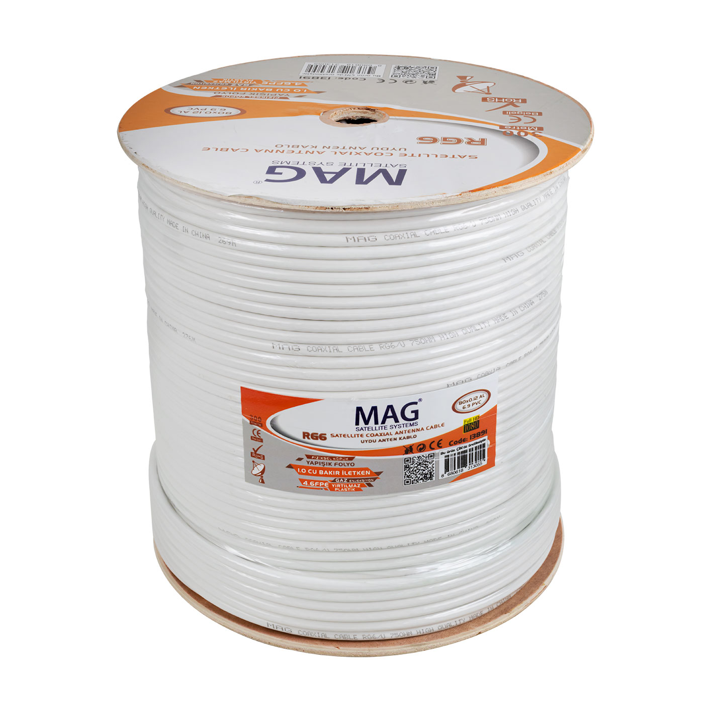 MAG AVANGART RG6/U4 BAKIR SAT1 80 TEL ANTEN KABLOSU (300 METRE) (5271)
