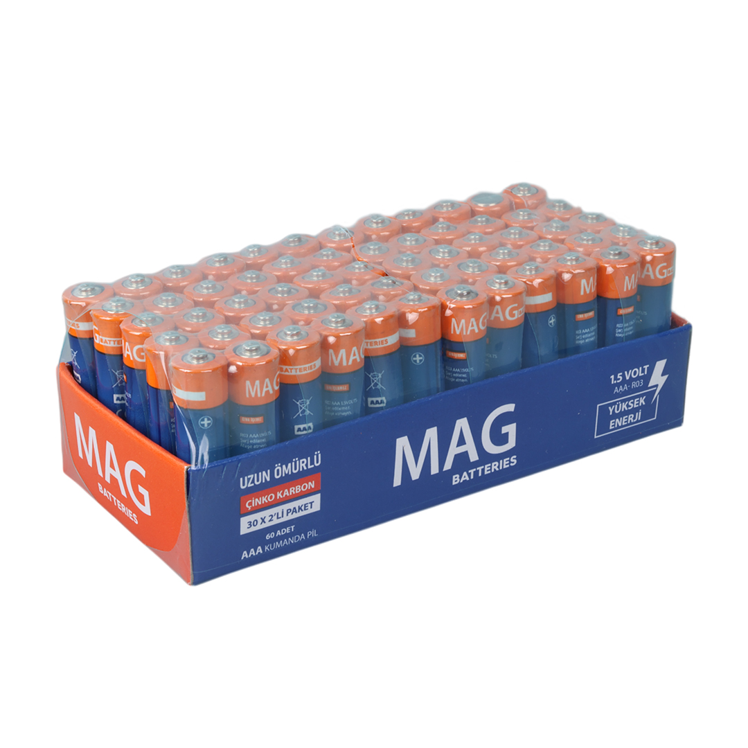 MAG BATTERIES MG-26172 KARBON ÇİNKO AAA 60LI İNCE KALEM KUMANDA PİLİ (R03 UM-4) (5271) MAG BATTERIES MG-26172 KARBON ÇİNKO AAA 60LI İNCE KALEM KUMANDA PİLİ (R03 UM-4) (5271)