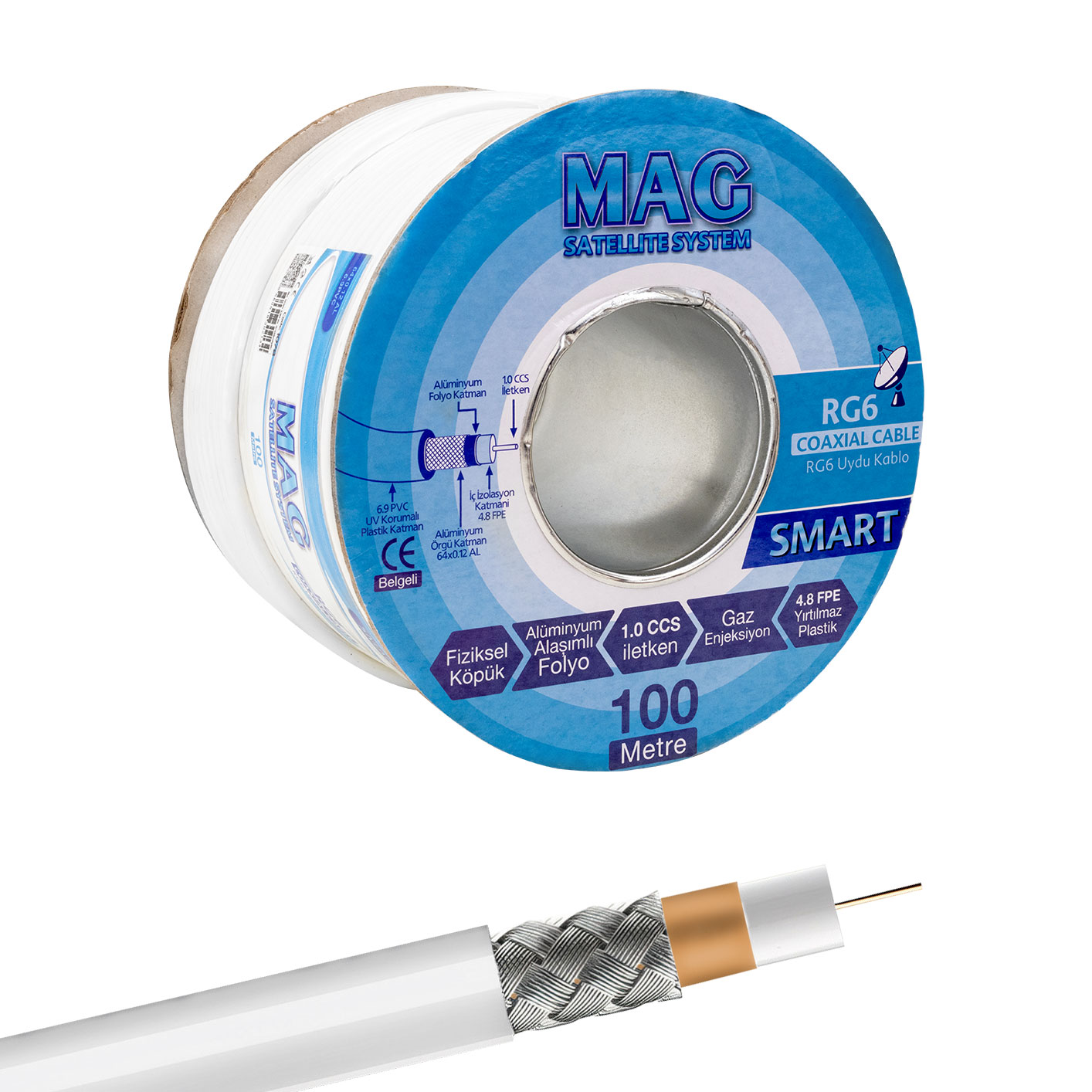 MAG SMART RG6/U4 64 TEL ANTEN KABLOSU (100 METRE) (5271)