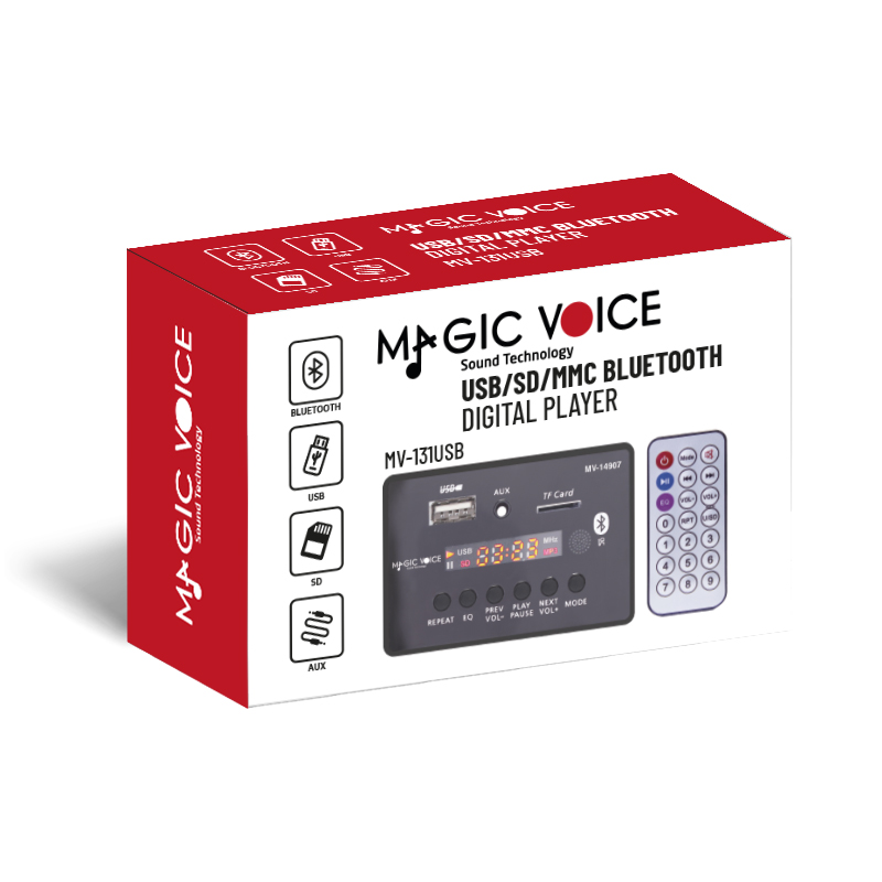 MAGİCVOİCE MV-14907 USB/SD/MIC/AUX/BLUETOOTH KUMANDALI EKRANLI OTO TEYP ÇEVİRİCİ DİJİTAL PLAYER BOARD (5271)