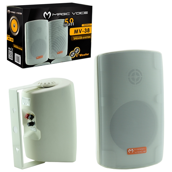 MAGICVOICE MV-38 11 CM 50 W BEYAZ SÜTUN HOP 2Lİ TAKIM TRAFOLU (5271)
