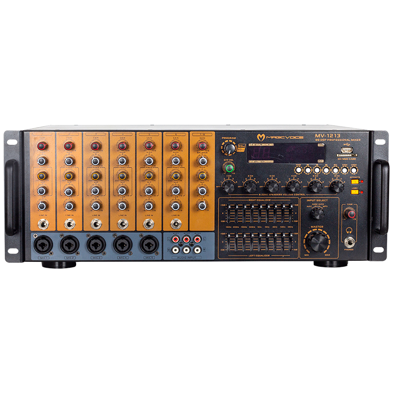 MAGICVOICE MV-1213 KÜP MİXER ANFİ USB BT UK RMS100W  MAX 800W 6 ZON+99DSP+4-16-70-100V TRAFOLU (5271)