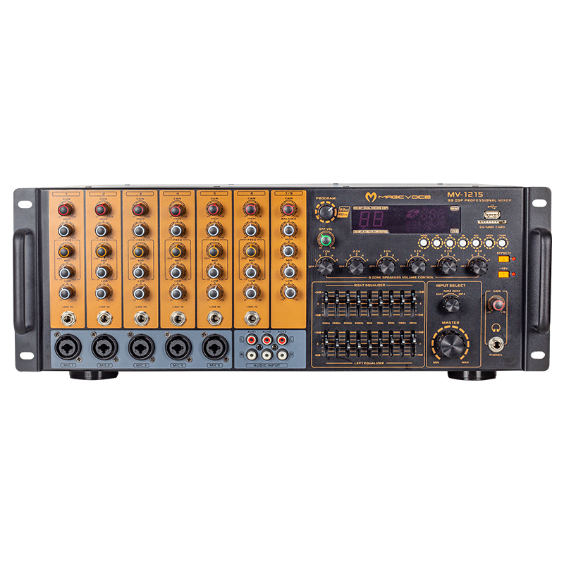 MAGICVOICE MV-1215 KÜP MİXER ANFİ USB BT UK RMS200W MAX 1600W 6 ZON +99DSP+4-16 70 100 V TRAFOLU (5271)