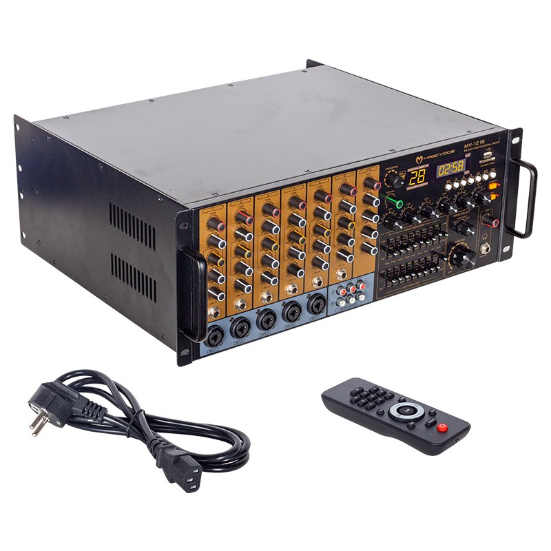 MAGICVOICE MV-1216 KÜP MİXER ANFİ USB BT UK RMS300W MAX 2400W 6 ZON +99DSP+4-16-70-100V TRAFOLU (5271)