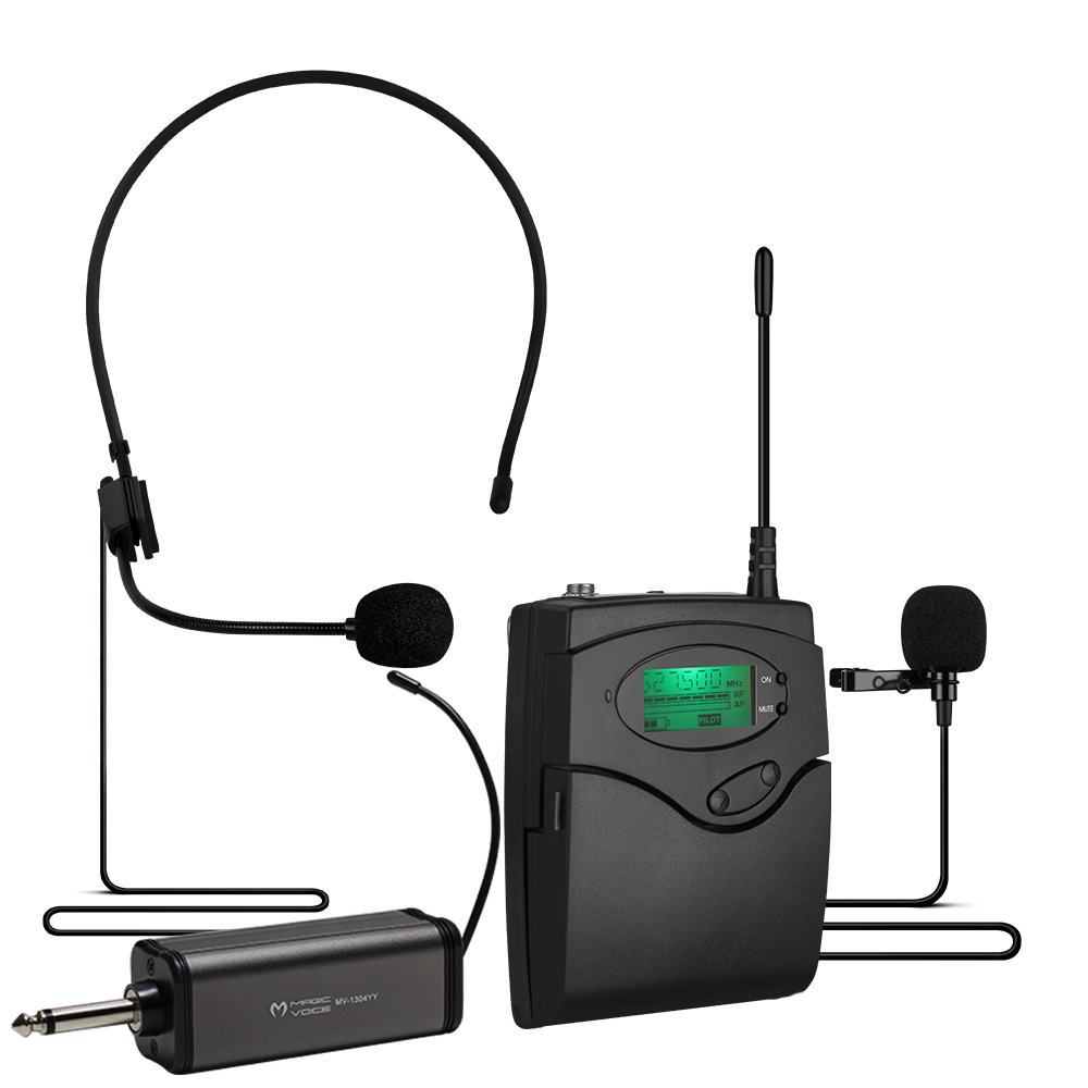 MAGICVOICE MV-1303Y UHF 1 YAKA + 1 HEADSET KABLOSUZ TELSİZ MİKROFON (5271)