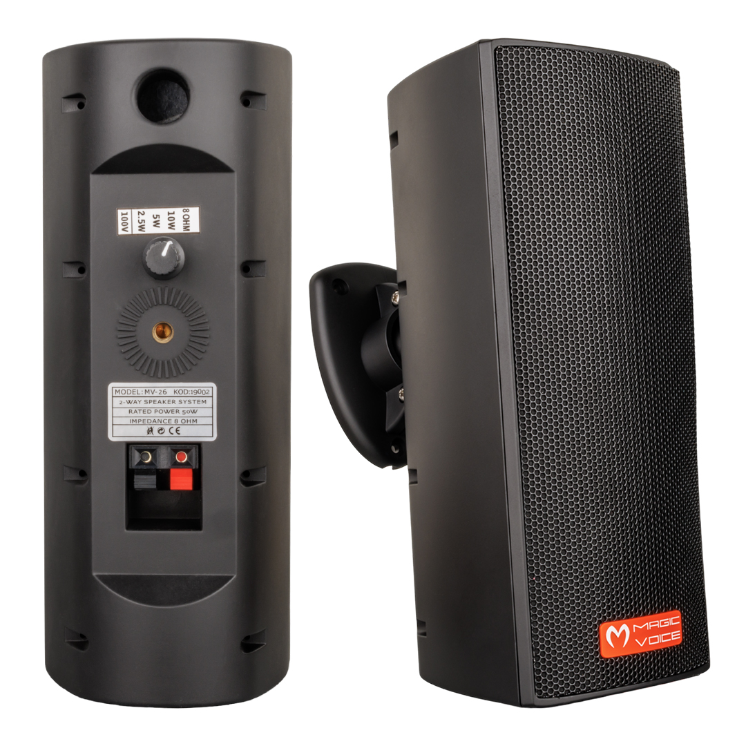 MAGICVOICE MV-26 2*7.5 CM 50 WATT 2Lİ TAKIM SİYAH TRAFOLU SÜTUN HOPARLÖR (5271)