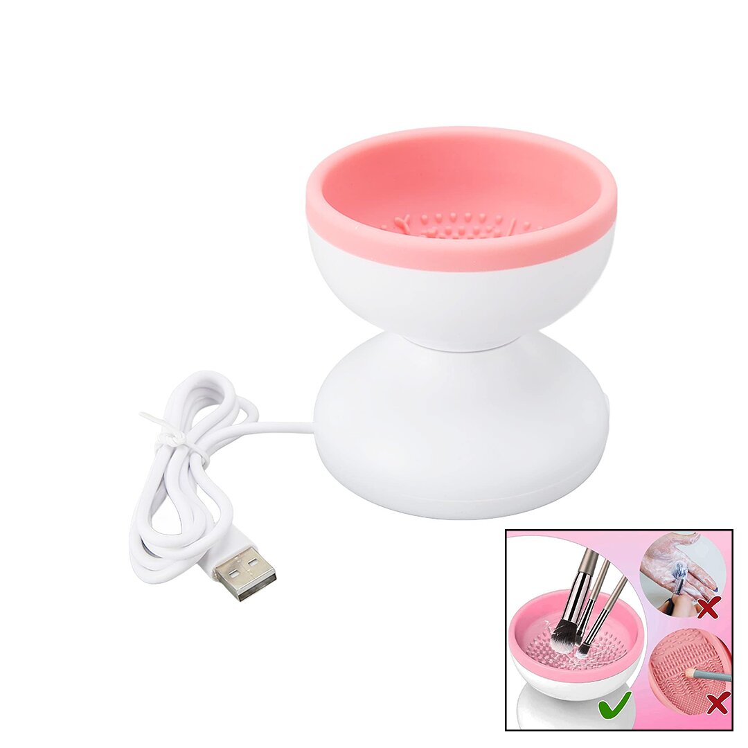 MAKEUP BRUSH CLEANER MAKYAJ FIRÇA TEMİZLEME MAKİNESİ  USB ÇALIŞMA - SİLİKON TIRTIKLI HAZNE (5271)