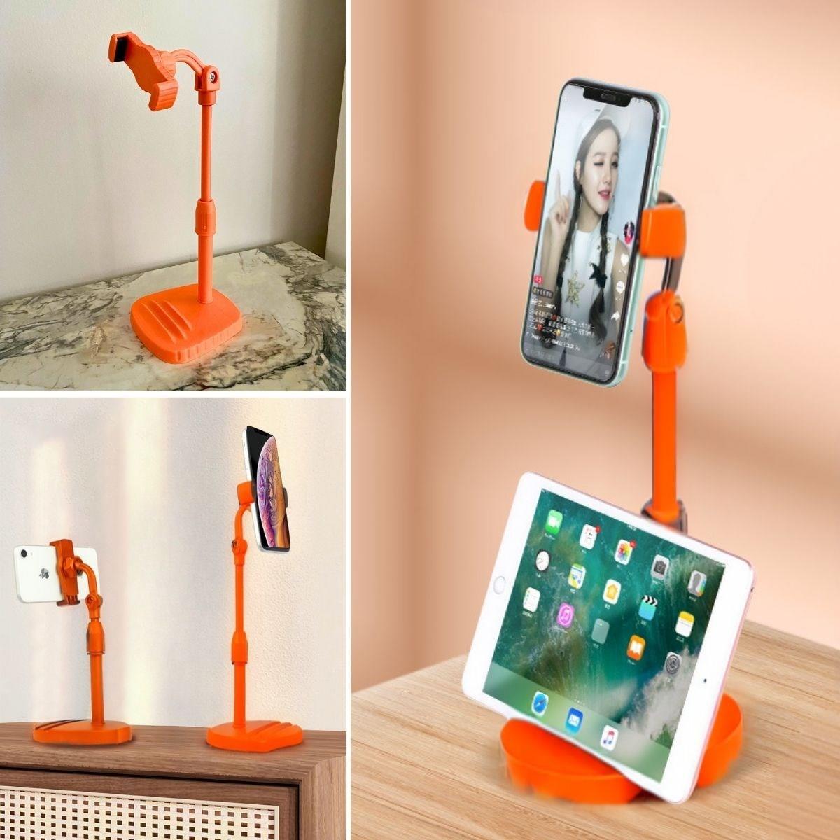 Masa Üstü Tablet ve Telefon Tutucu Plastik Aparat Turuncu Telefon Standı (5271)