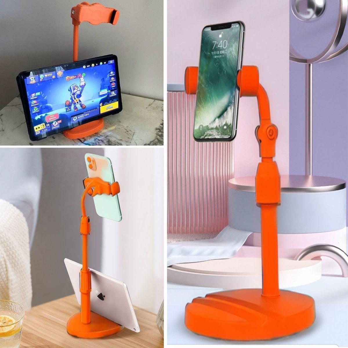 Masa Üstü Tablet ve Telefon Tutucu Plastik Aparat Turuncu Telefon Standı (5271) Masa Üstü Tablet ve Telefon Tutucu Plastik Aparat Turuncu Telefon Standı (5271)