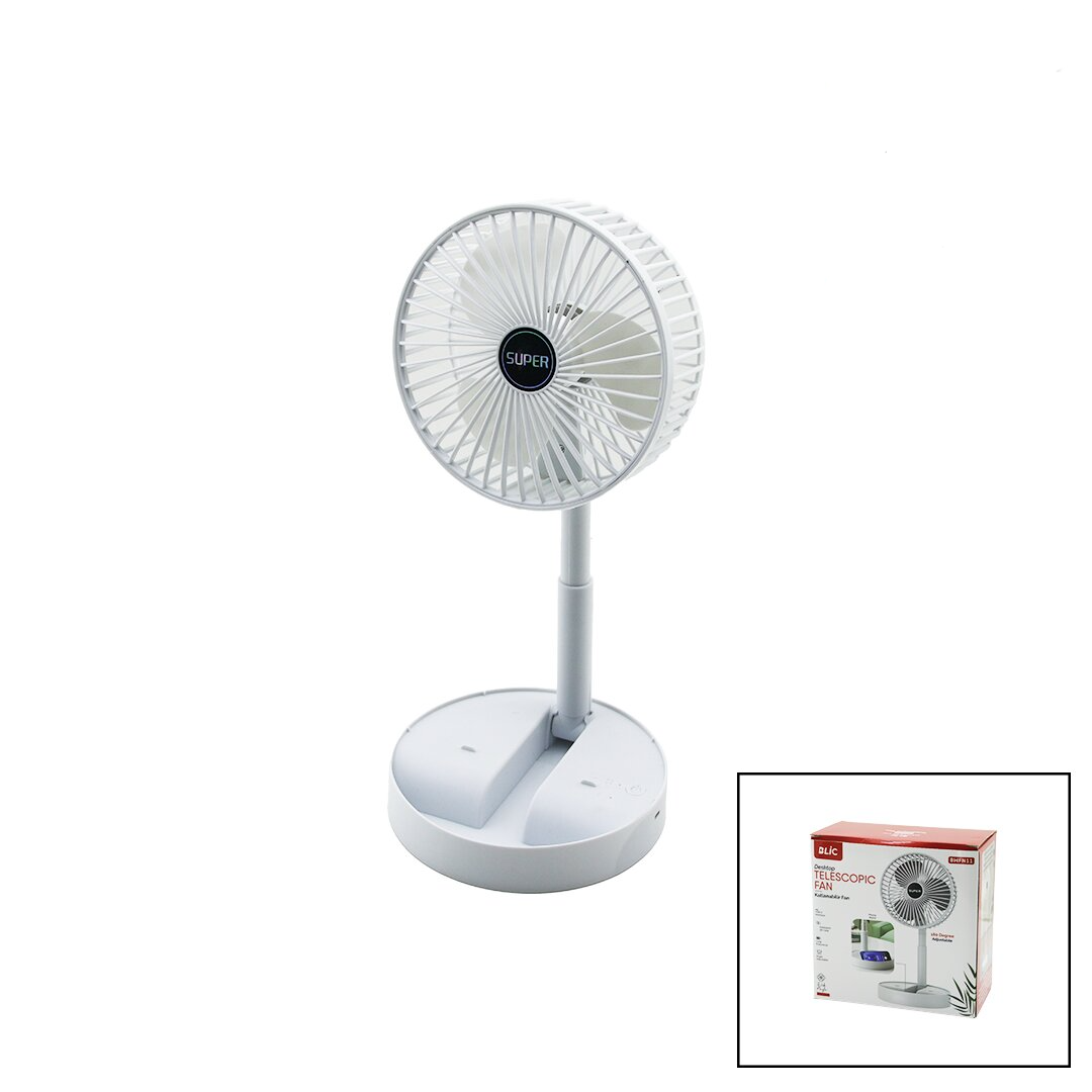 MASA ÜSTÜ VANTİLATÖR USB ŞARJLI KATLANIR FAN=16.4CM - UZAYAN AYAK=12.5-19CM 180 DERECE DÖNEBİLEN TELEFONLUKLU BWFN-11 (5271)