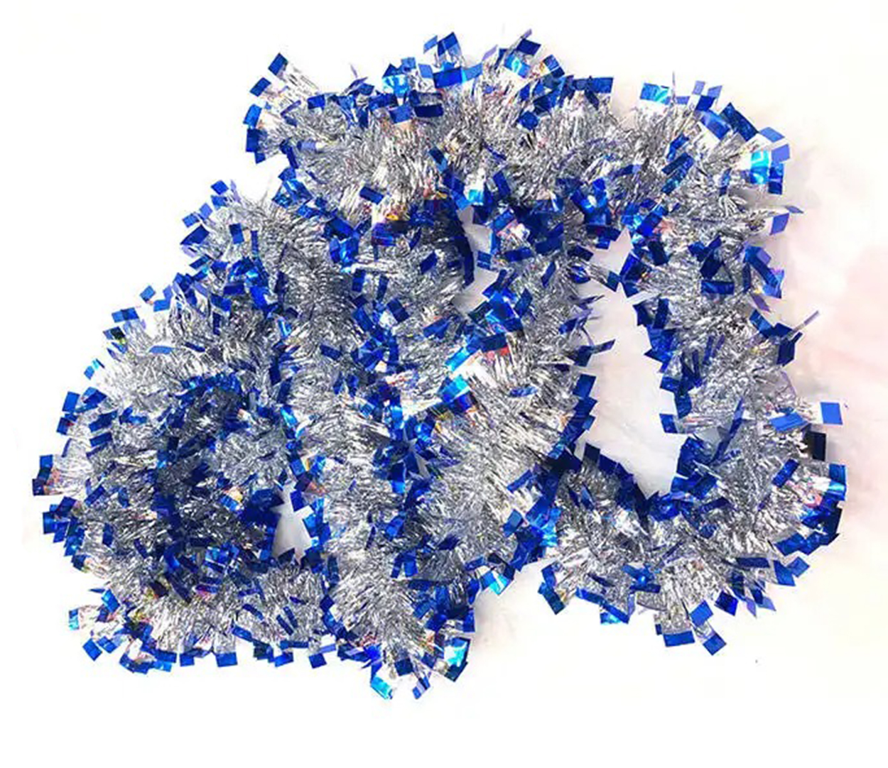 Mavi Gümüş Renk 4 cm Genişlik Garland Çift Renk Sim Süs 180 cm (5271)