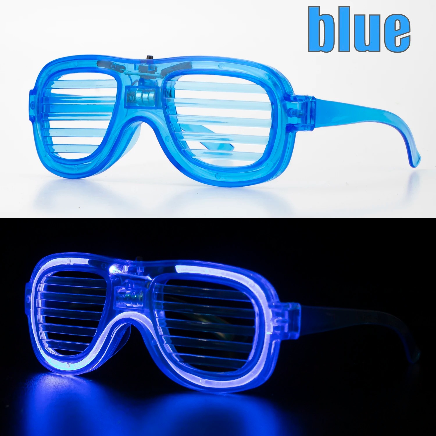 Mavi Led Işıklı Parti Gözlüğü - Neon Glow Şerit Gözlük 3 Modlu (5271)