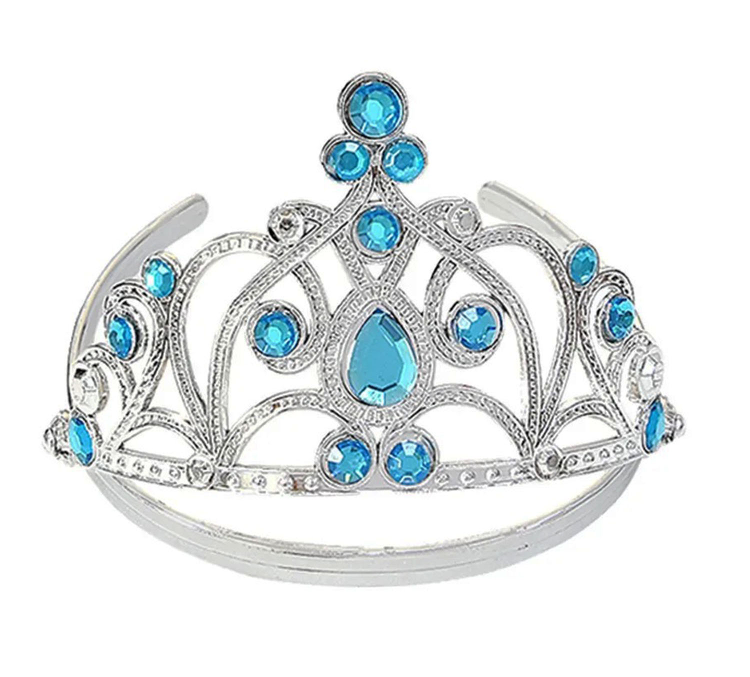 Mavi Taşlı Elsa Çocuk Tacı Prenses Tacı Kraliçe Tacı 16x14 cm (5271)