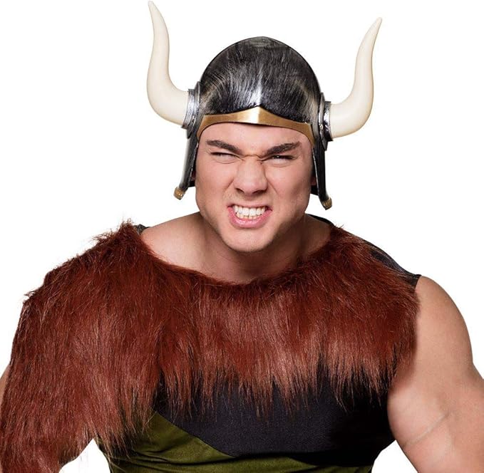 Mega Boynuzlu Viking Ivar Kaskı Eskitilmiş Desen Gümüş Renk (5271)