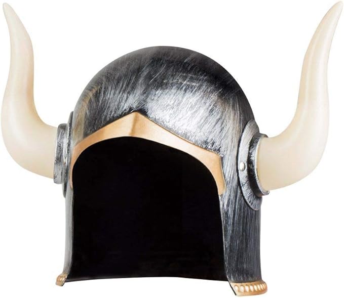 Mega Boynuzlu Viking Ivar Kaskı Eskitilmiş Desen Gümüş Renk (5271)