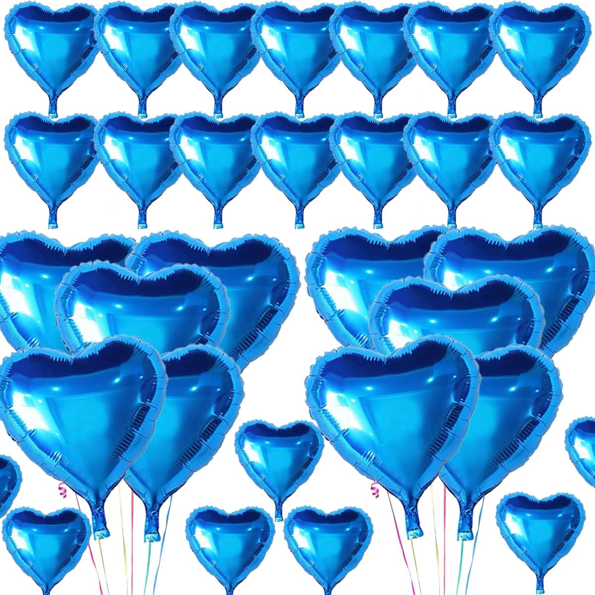 Metalize Parlak Mavi Kalp Şekilli Uçan Balon Folyo 18 inç 45 cm 25 Adet (5271)