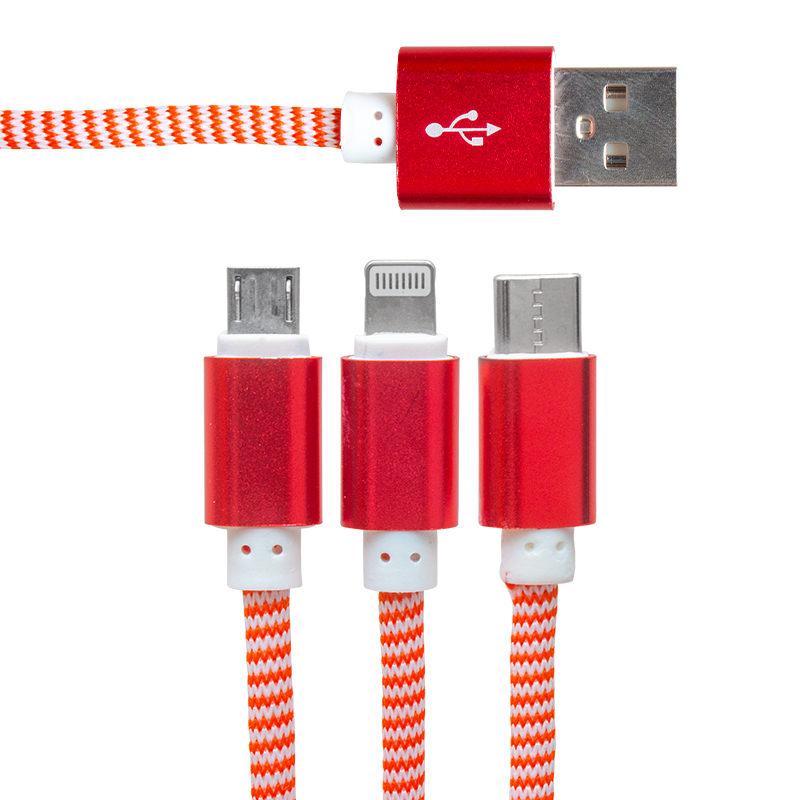 MICRO USB/TYPE-C/LIGHTNING 2.1A METAL 1.2 METRE ŞARJ VE DATA KABLOSU (5271)