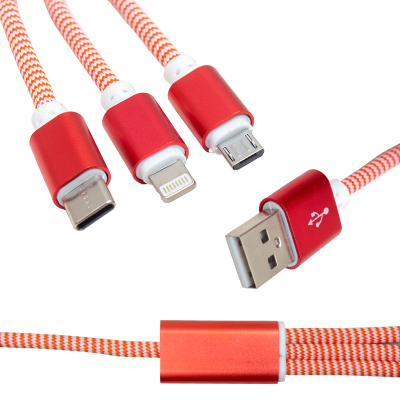 MICRO USB/TYPE-C/LIGHTNING 2.1A METAL 1.2 METRE ŞARJ VE DATA KABLOSU (5271)