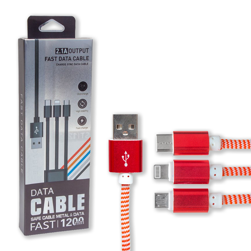 MICRO USB/TYPE-C/LIGHTNING 2.1A METAL 1.2 METRE ŞARJ VE DATA KABLOSU (5271) MICRO USB/TYPE-C/LIGHTNING 2.1A METAL 1.2 METRE ŞARJ VE DATA KABLOSU (5271)