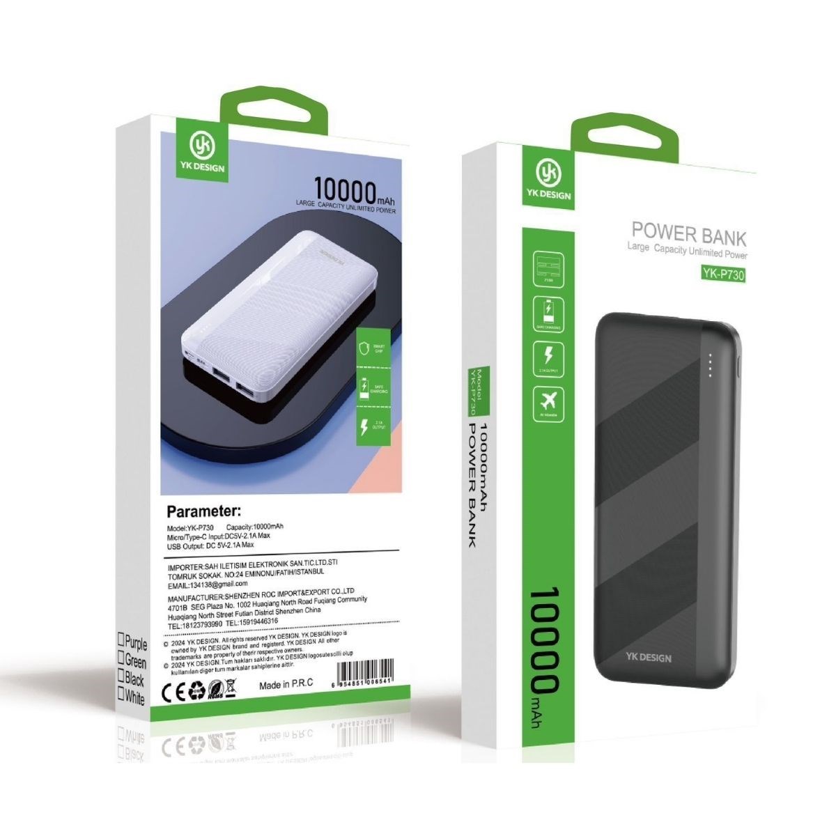 Mikro Type-C USB Hızlı Şarj Edebilen 10000 mAh Powerbank (5271)