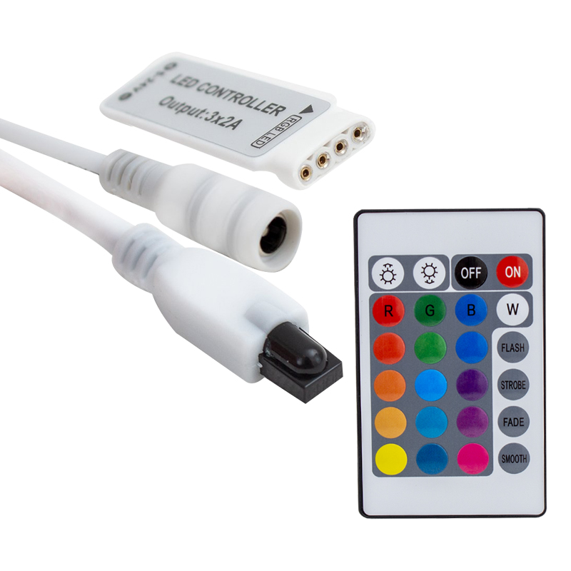 MİNİ 24 TUŞLU 5 VOLT - 12 VOLT - 24 VOLT - 3.2 AMPER KUMANDALI RGB LED KONTROL CİHAZI (5271)