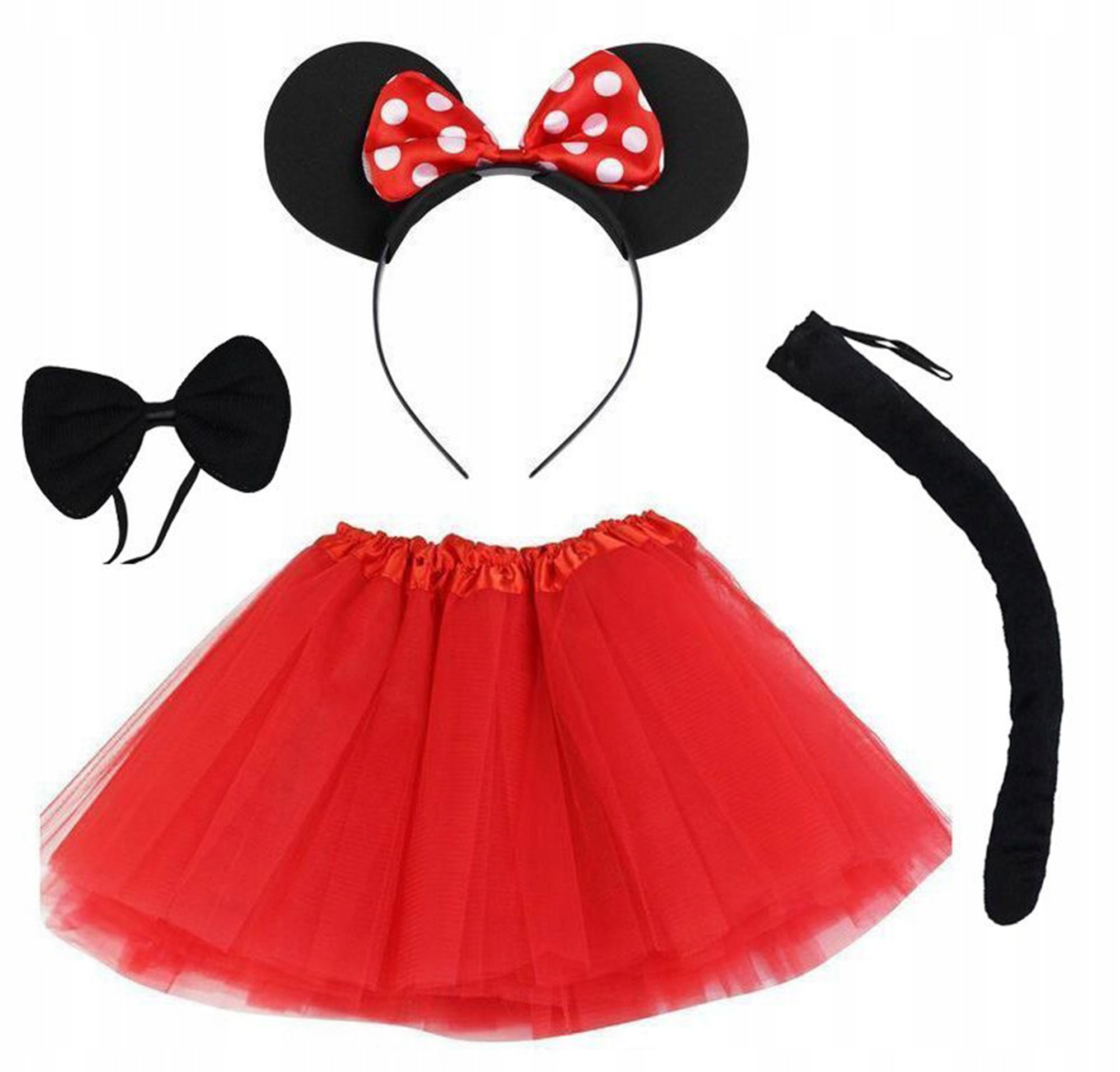 Minnie Mouse Kostüm Seti Etek Taç Kuyruk Papyon Gösteri Seti (5271)