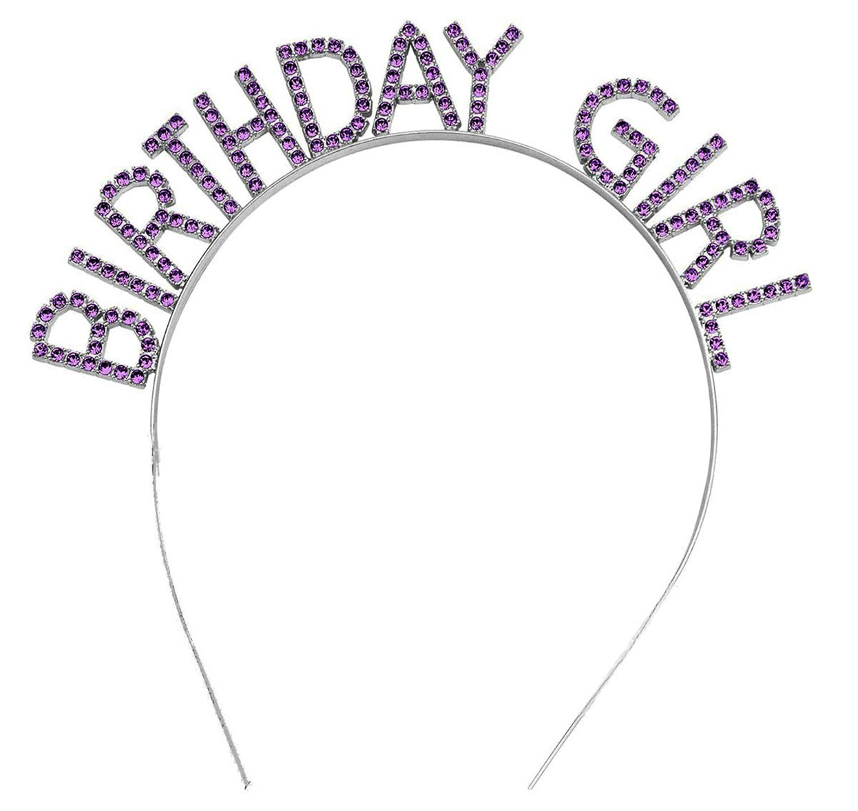 Mor Renk Kristal Taşlı Parlak Birthday Girl Yazılı Taç 16x17 cm (5271)