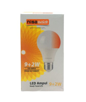 NİSALUCE EAMP-074/BK 9+2W E27 BEYAZ-KIRMIZI LED AMPUL (5271)