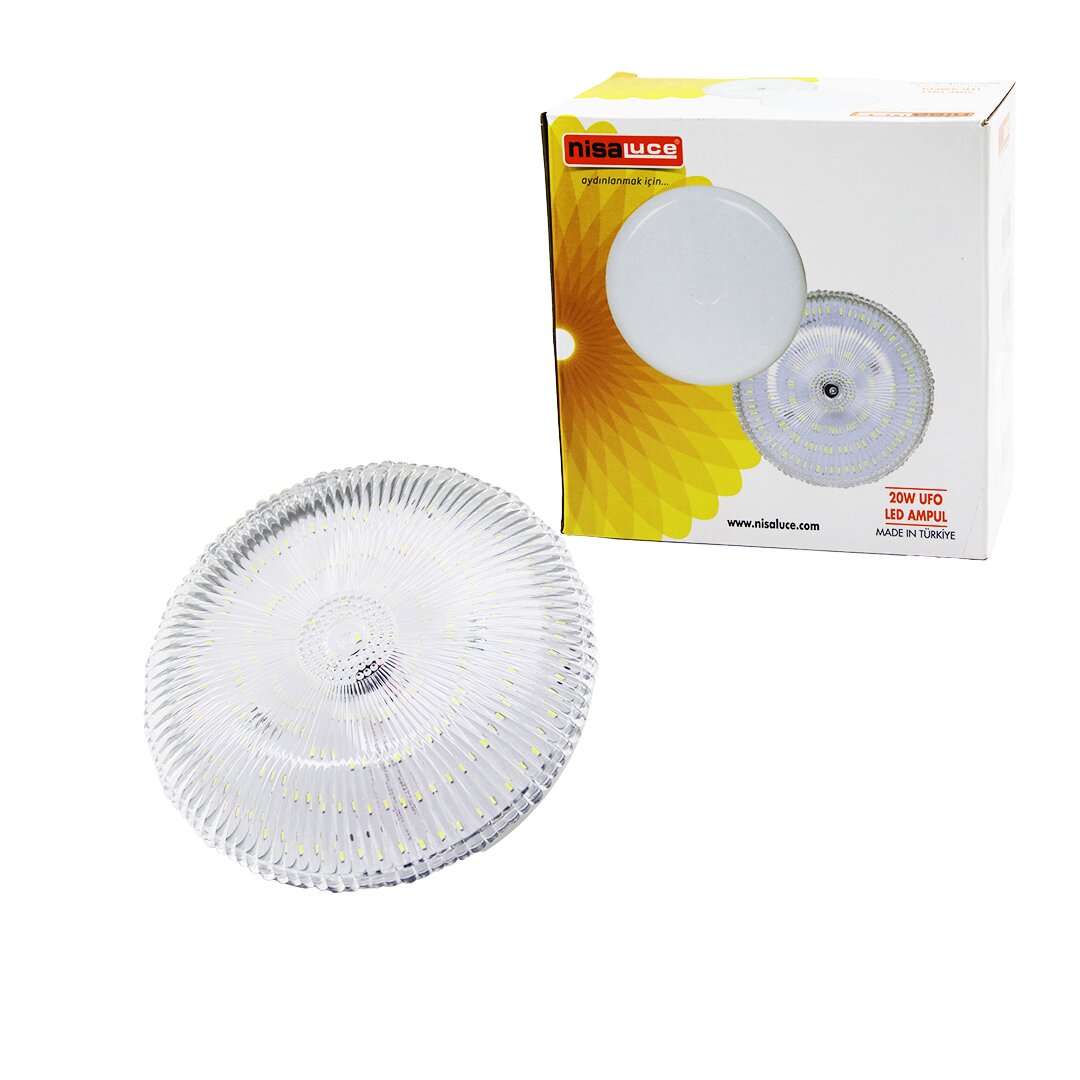NİSALUCE EAMP-020K/B MİKA KRİSTAL CAMLI 20W UFO LED AMPUL BEYAZ=6500K (5271)