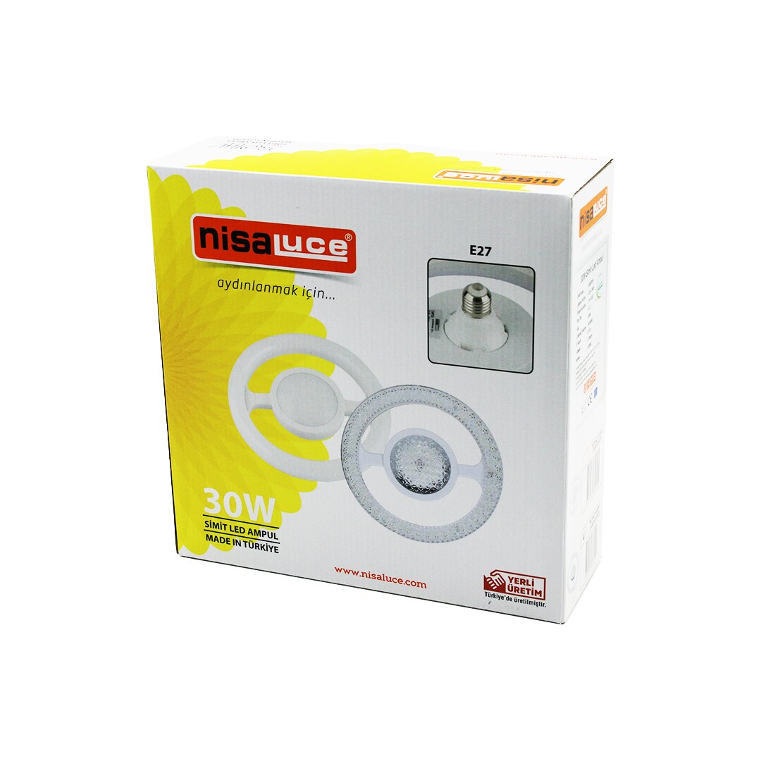 NİSALUCE EAMP-059/KB  MİKA KRİSTAL PLASTİK CAM   SİMİT MODEL  LED AMPUL  30W   E27   BEYAZ=6500K   2700 LUMEN (5271)
