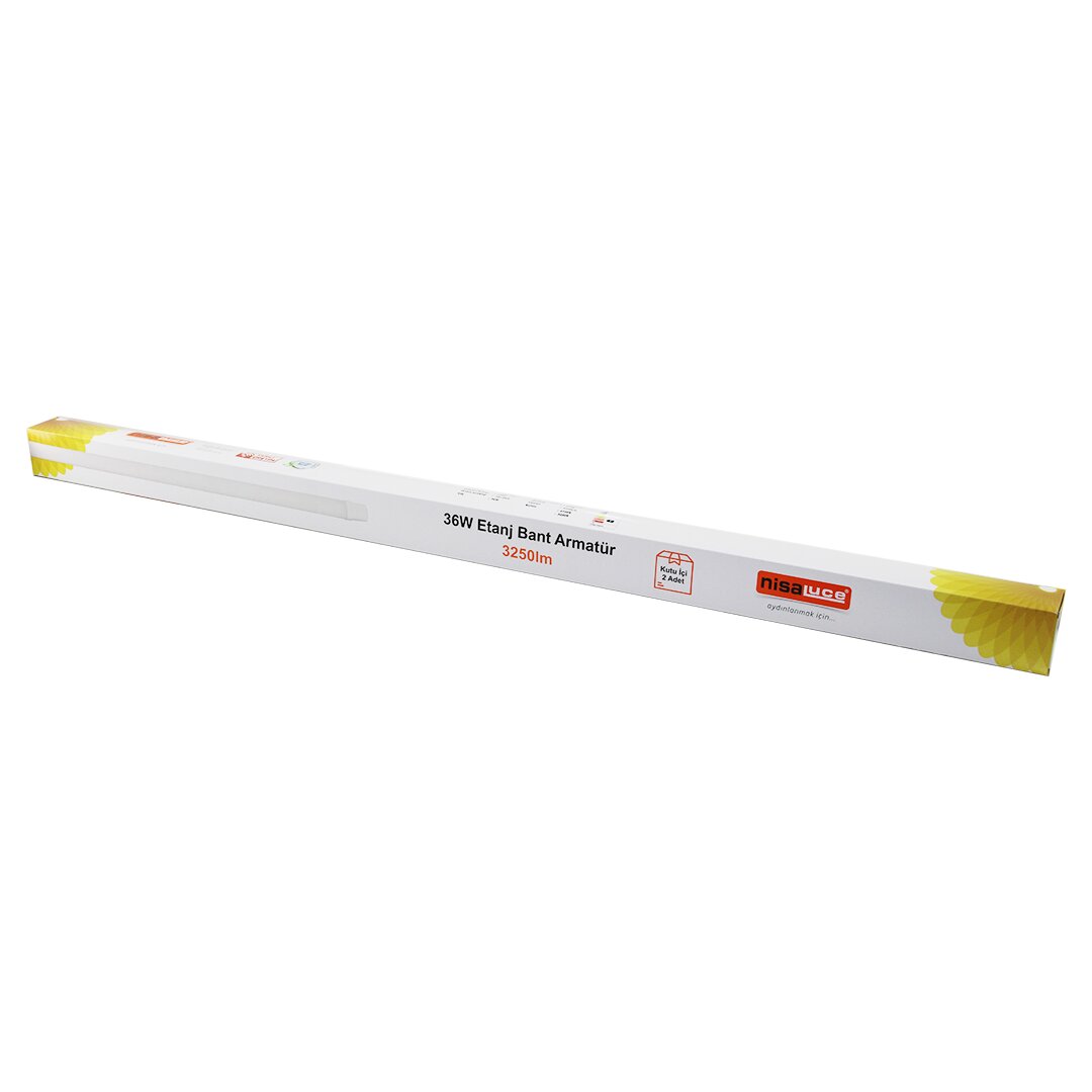 NİSALUCE EAMP-082/1 2PCS 36W - 120CM LED ETANJ BANT ARMATÜR LAMBA AMPUL BEYAZ - 6500K 3250LÜMEN MONTAJ AYAR KANALLI (5271)